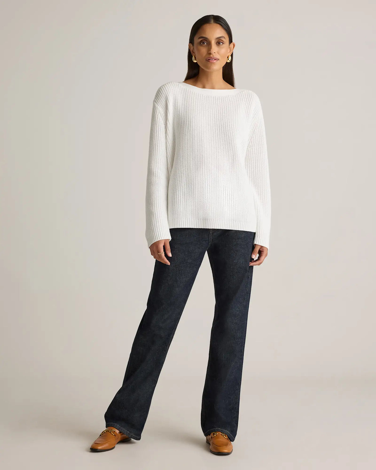 100% Organic Cotton Fisherman Boatneck Sweater - US 3898