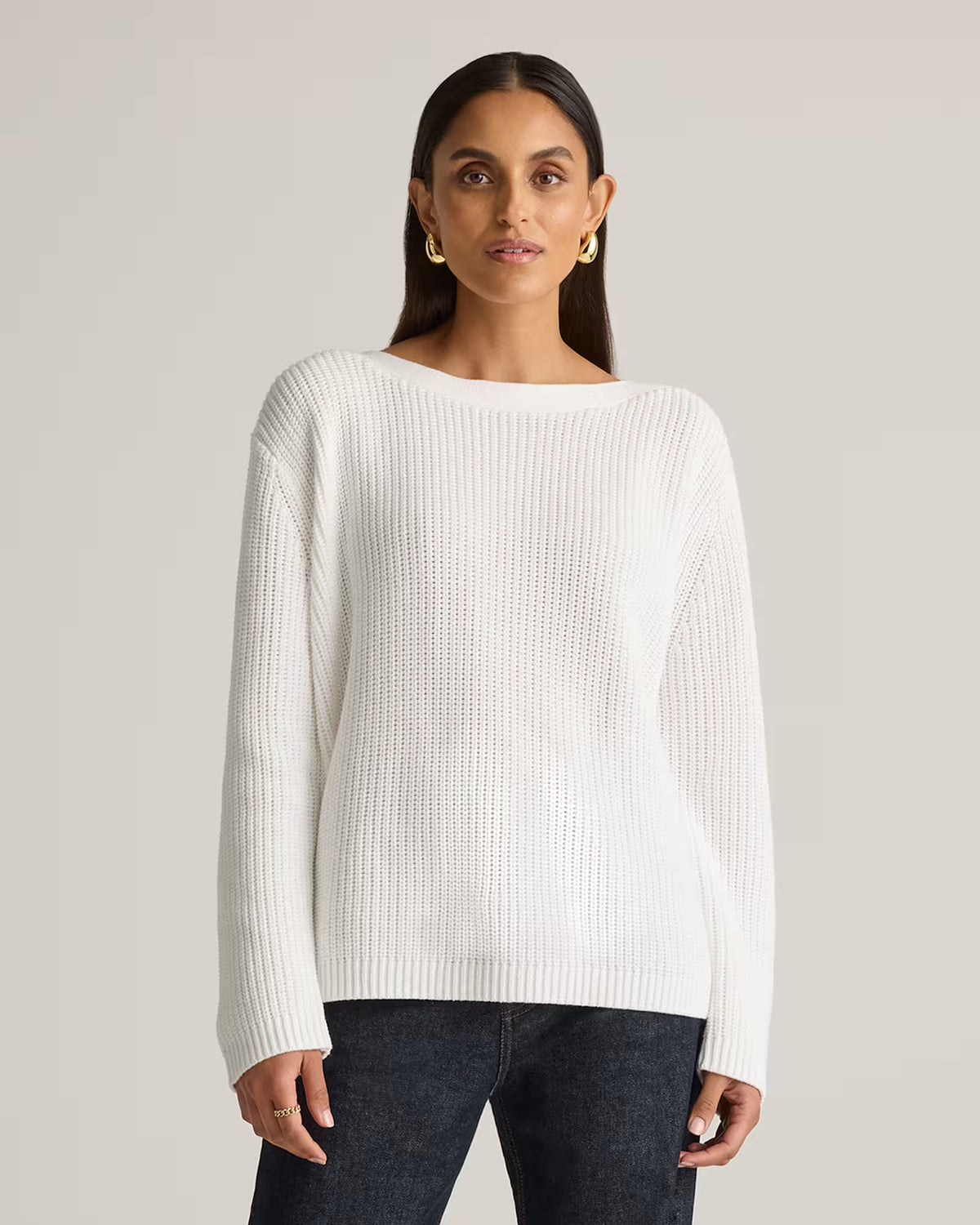 100% Organic Cotton Fisherman Boatneck Sweater - US 3898