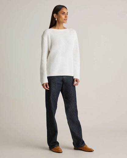 100% Organic Cotton Fisherman Boatneck Sweater - US 3898