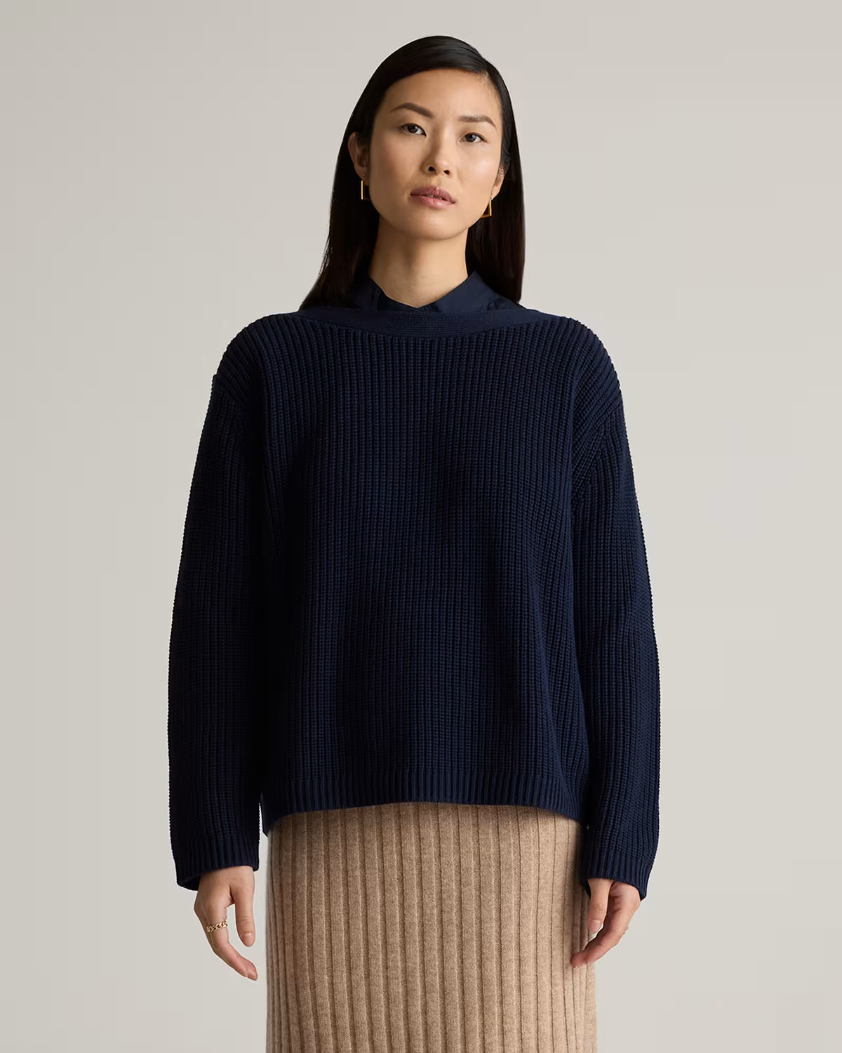 100% Organic Cotton Fisherman Boatneck Sweater - US 6674