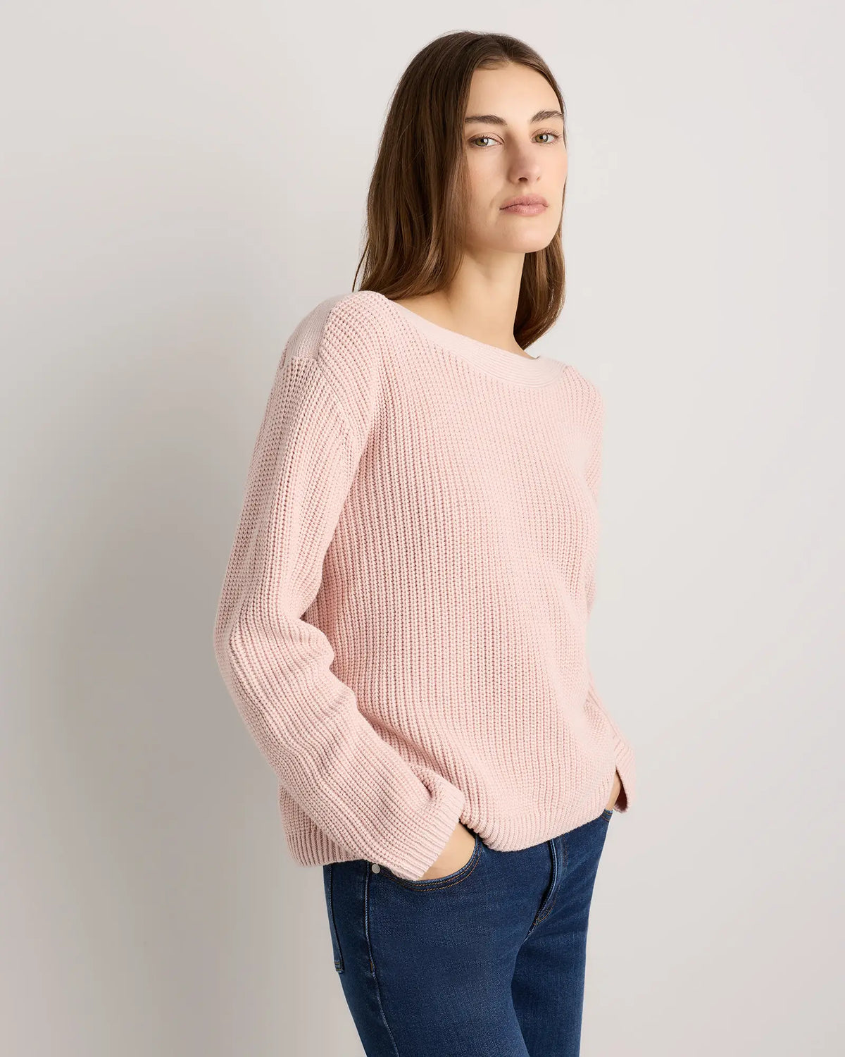 100% Organic Cotton Fisherman Boatneck Sweater - US 7353