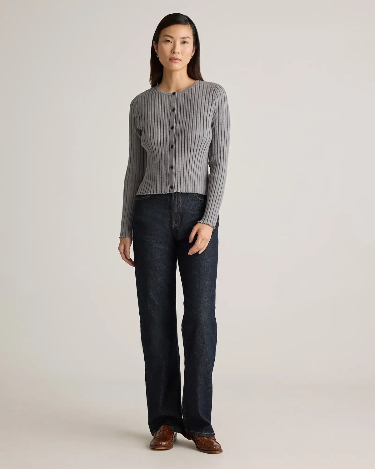 Eco-Knit Cropped Rib Cardigan - US 9213