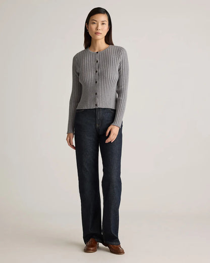 Eco-Knit Cropped Rib Cardigan - US 9213