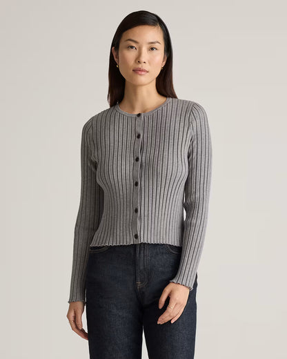 Eco-Knit Cropped Rib Cardigan - US 9213