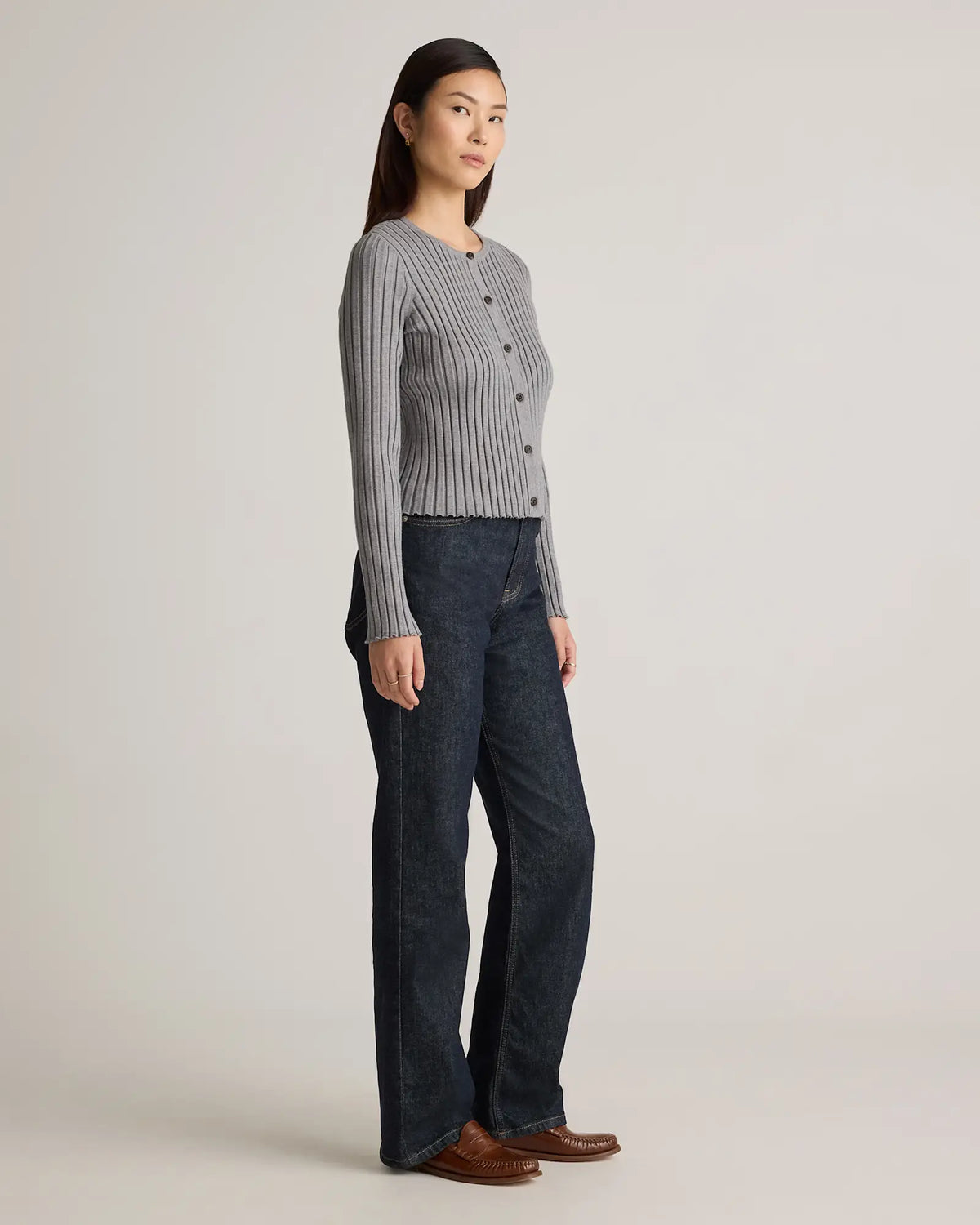 Eco-Knit Cropped Rib Cardigan - US 9213