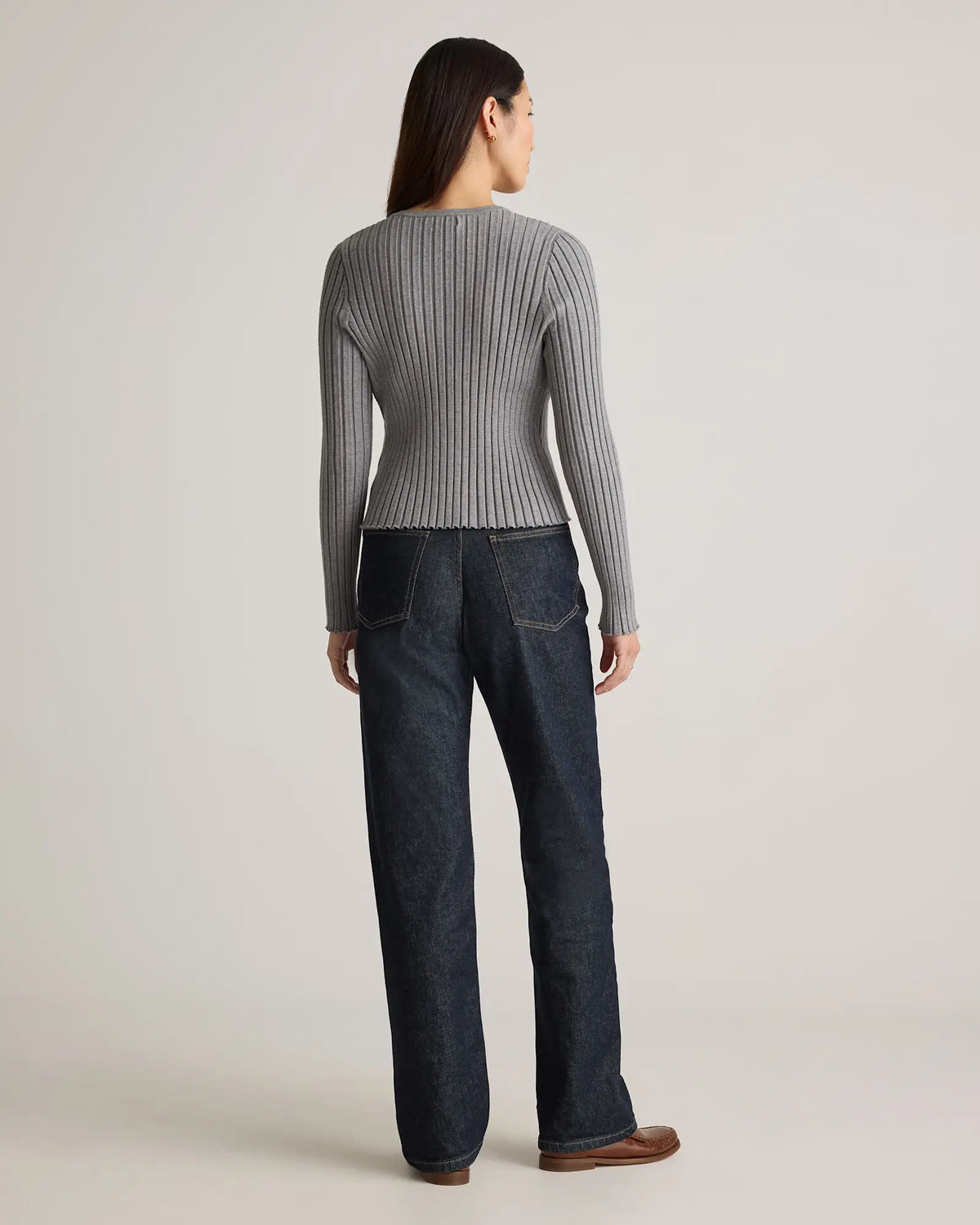 Eco-Knit Cropped Rib Cardigan - US 9213