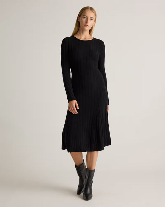 Mongolian Cashmere Wide-Rib Midi Dress - US 6157