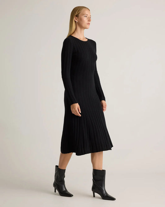 Mongolian Cashmere Wide-Rib Midi Dress - US 6157