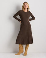 Mongolian Cashmere Wide-Rib Midi Dress - US 6495