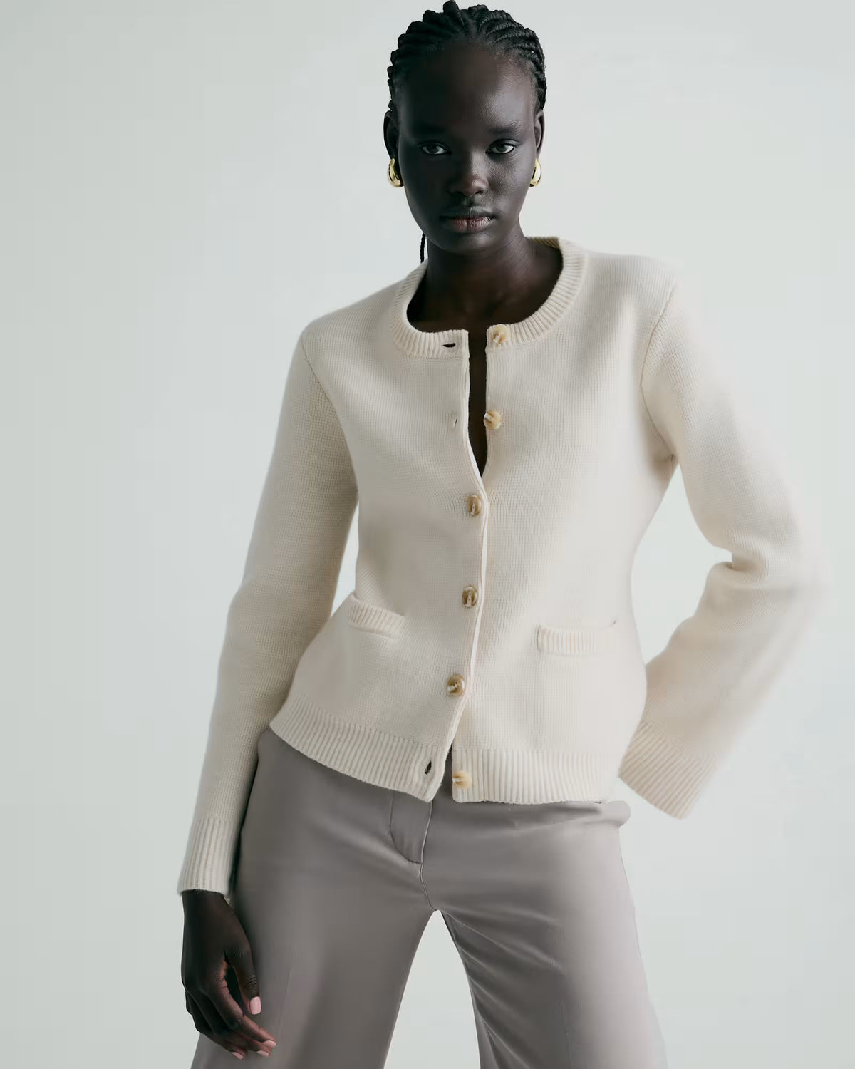 Mongolian Cashmere Structured Cardigan - US 8332