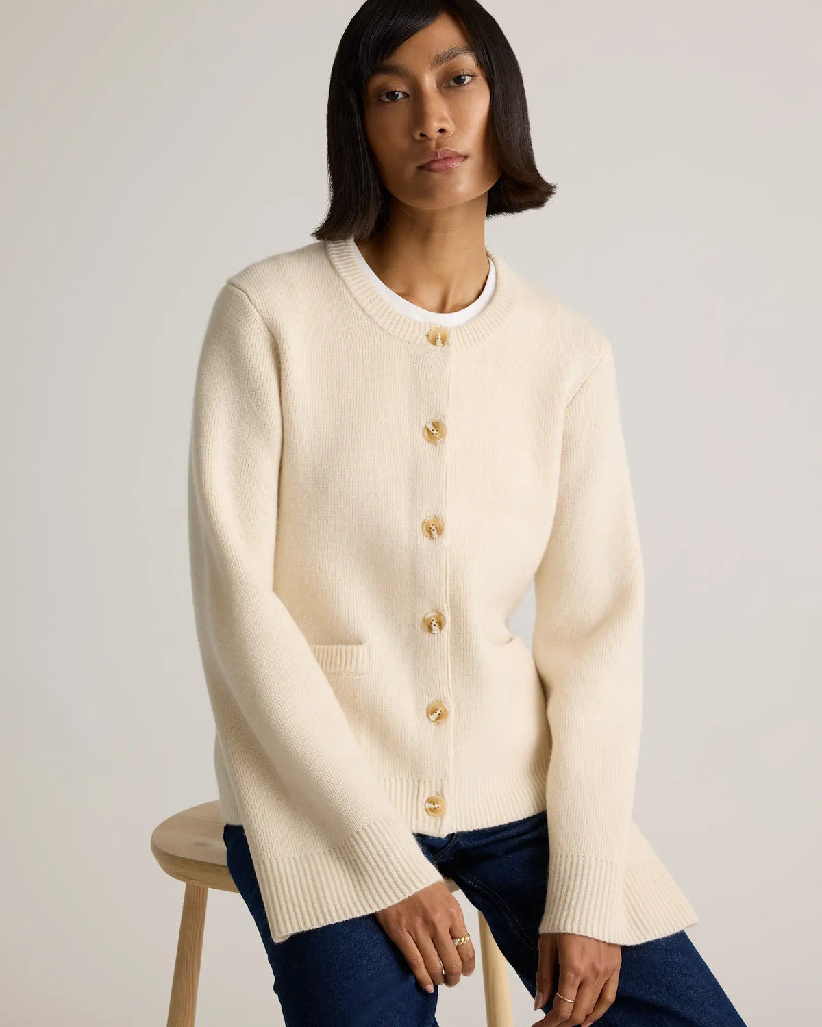 Mongolian Cashmere Structured Cardigan - US 8332