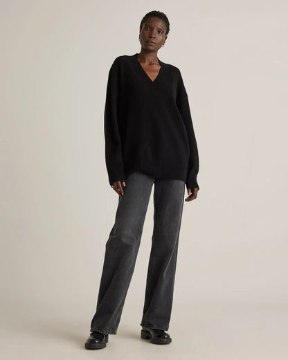 Mongolian Cashmere Oversized V-Neck Sweater - US 3212