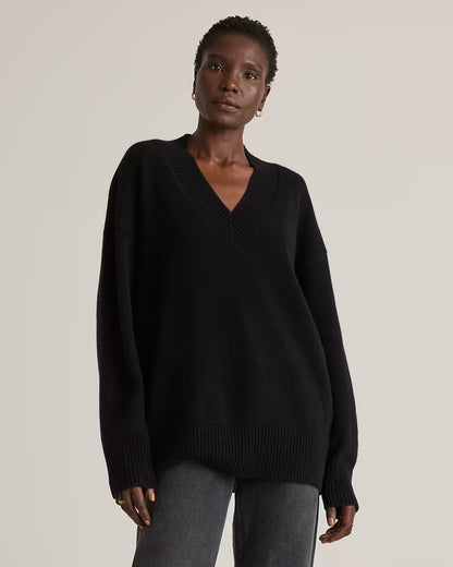 Mongolian Cashmere Oversized V-Neck Sweater - US 3212