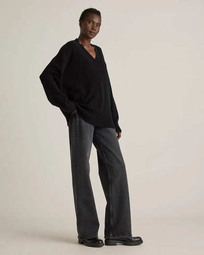 Mongolian Cashmere Oversized V-Neck Sweater - US 3212