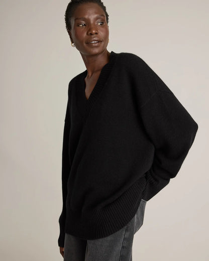 Mongolian Cashmere Oversized V-Neck Sweater - US 3212