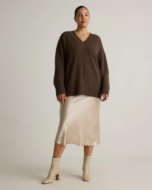 Mongolian Cashmere Oversized V-Neck Sweater - US 2228