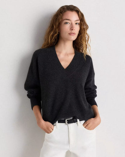 Mongolian Cashmere Oversized V-Neck Sweater - US 3426