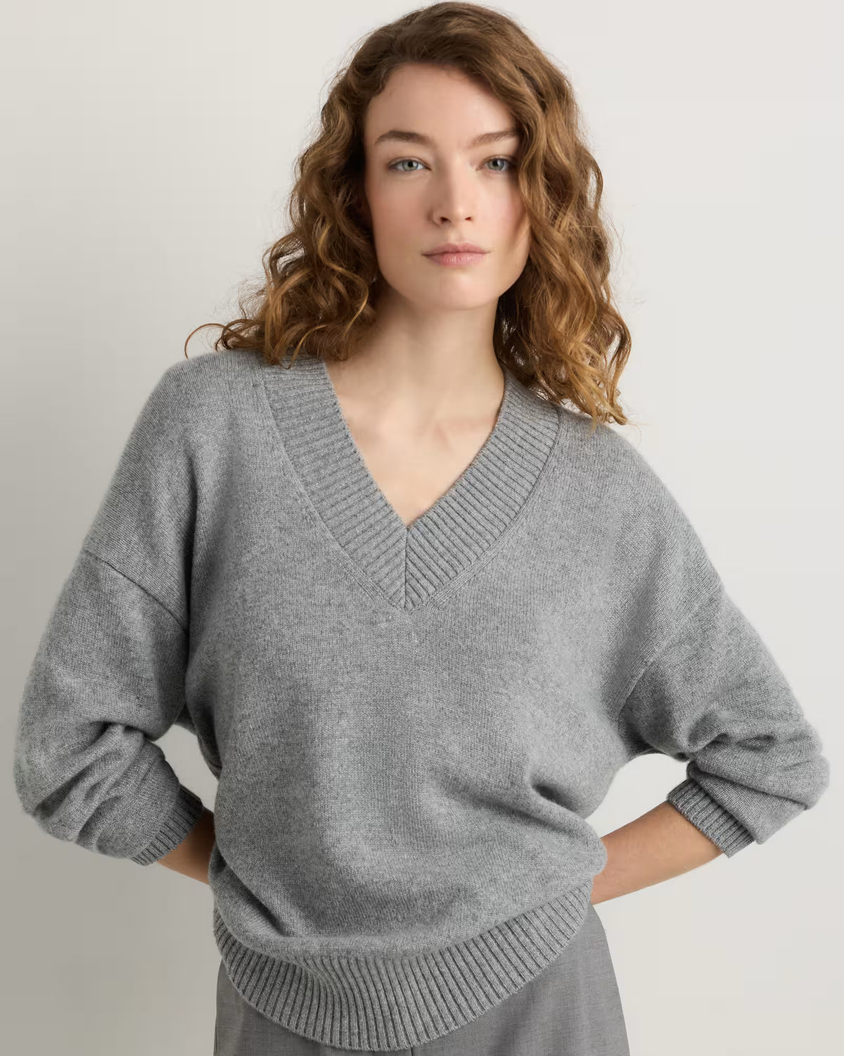 Mongolian Cashmere Oversized V-Neck Sweater - US 0062