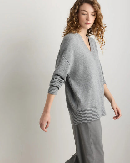 Mongolian Cashmere Oversized V-Neck Sweater - US 0062