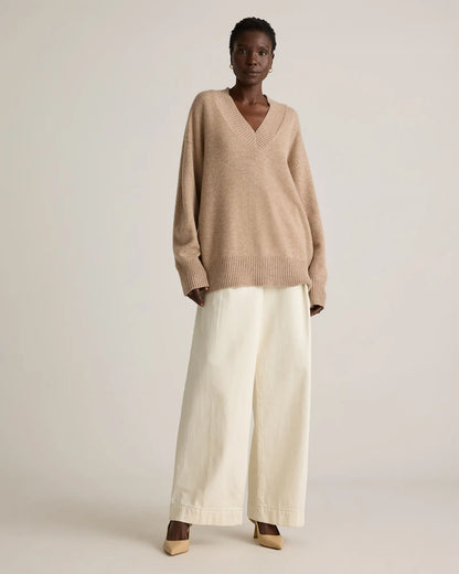 Mongolian Cashmere Oversized V-Neck Sweater - US 9146
