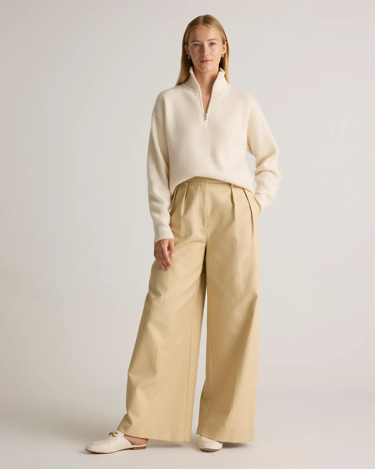 Mongolian Cashmere Fisherman Quarter Zip Sweater - US 8963
