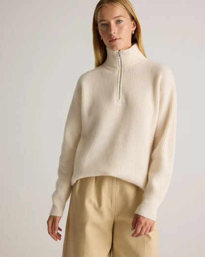 Mongolian Cashmere Fisherman Quarter Zip Sweater - US 8963