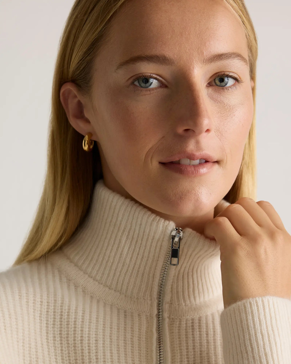 Mongolian Cashmere Fisherman Quarter Zip Sweater - US 8963