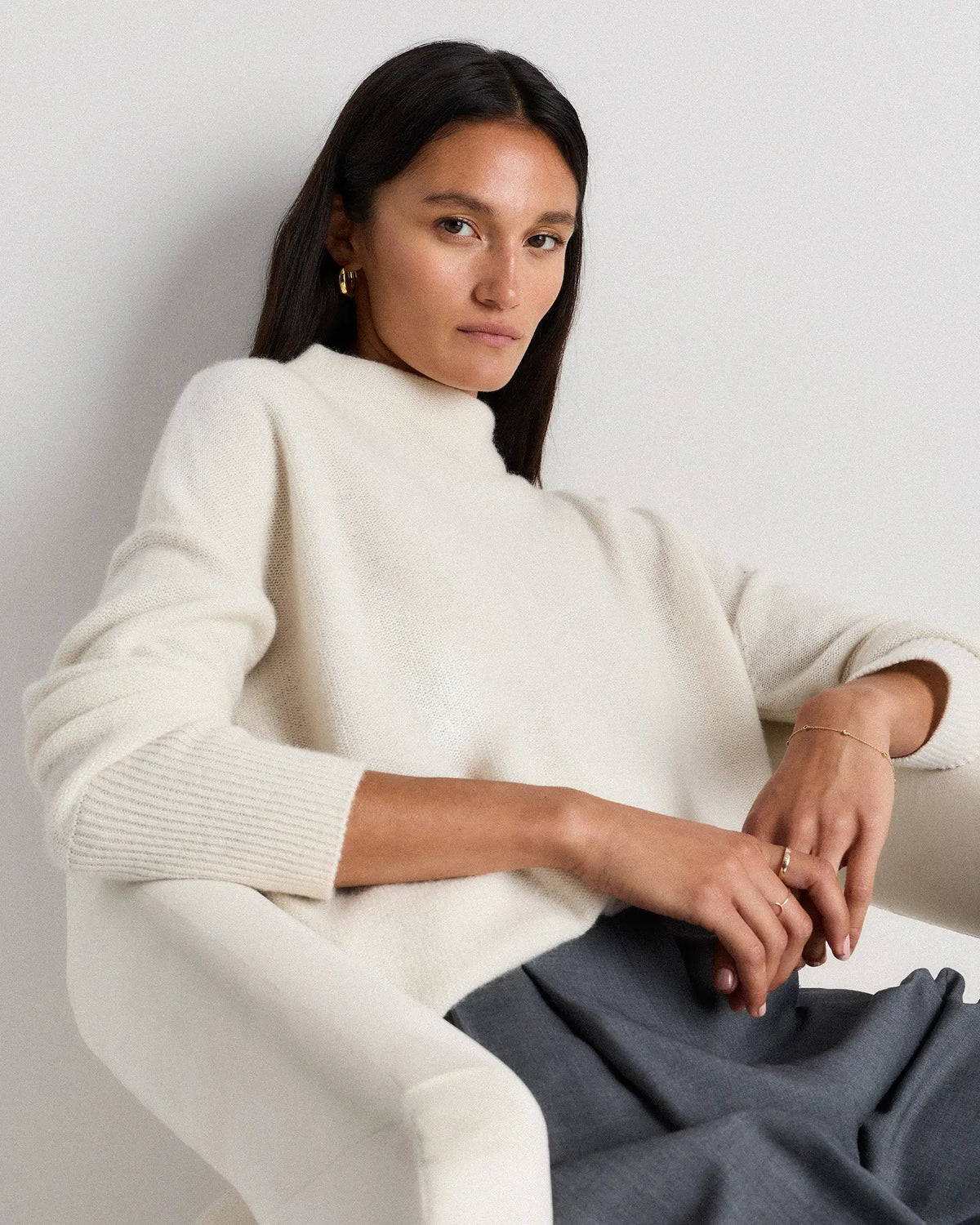 Mongolian Cashmere Funnel Neck Sweater - US 3126