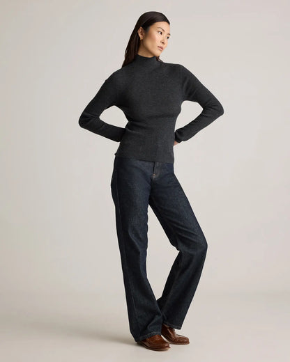 Featherweight Cashmere Ribbed Mockneck Sweater - US 8065