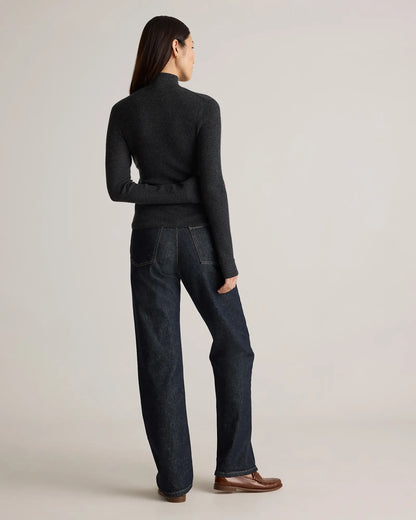 Featherweight Cashmere Ribbed Mockneck Sweater - US 8065