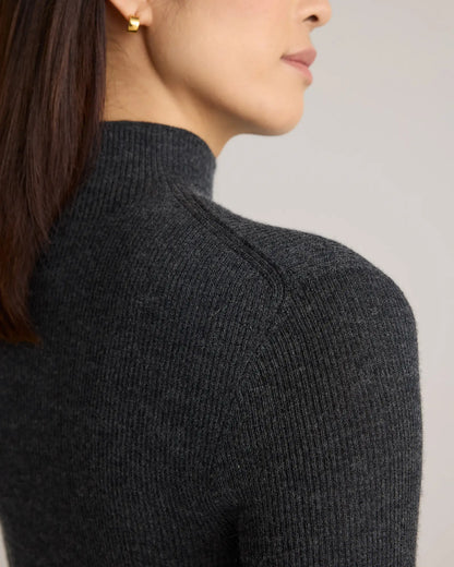 Featherweight Cashmere Ribbed Mockneck Sweater - US 8065