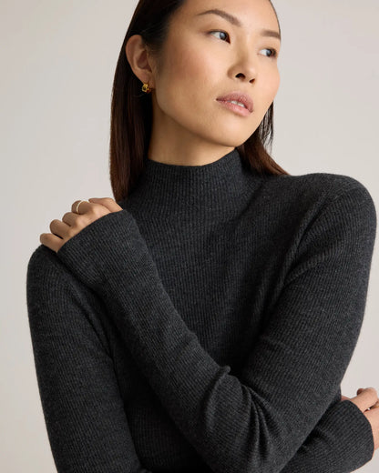 Featherweight Cashmere Ribbed Mockneck Sweater - US 8065