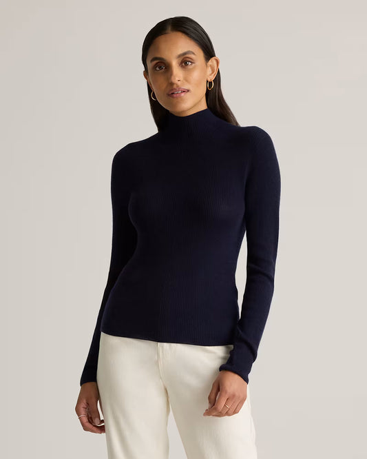 Featherweight Cashmere Ribbed Mockneck Sweater - US 4816