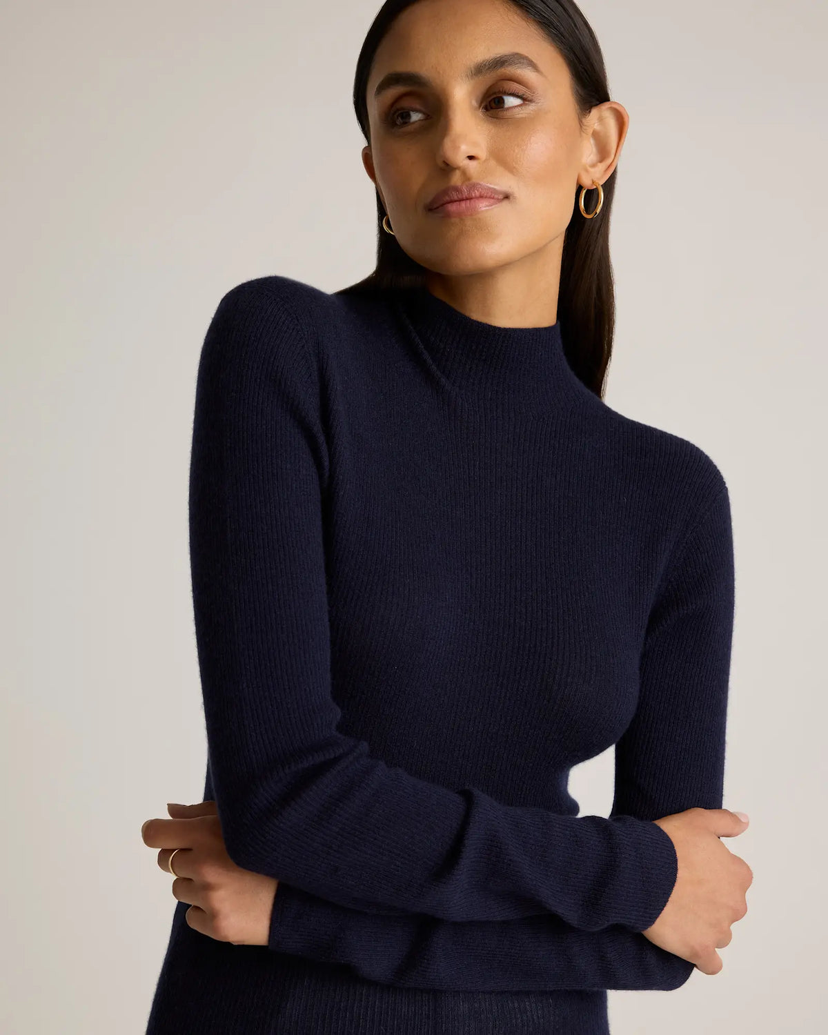 Featherweight Cashmere Ribbed Mockneck Sweater - US 4816
