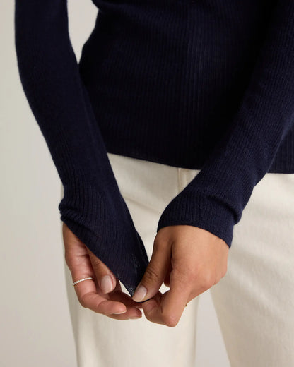 Featherweight Cashmere Ribbed Mockneck Sweater - US 4816