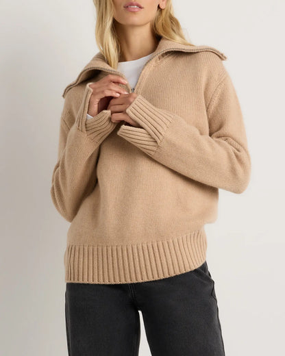 Luxe Baby Cashmere Quarter Zip Sweater - US 1010
