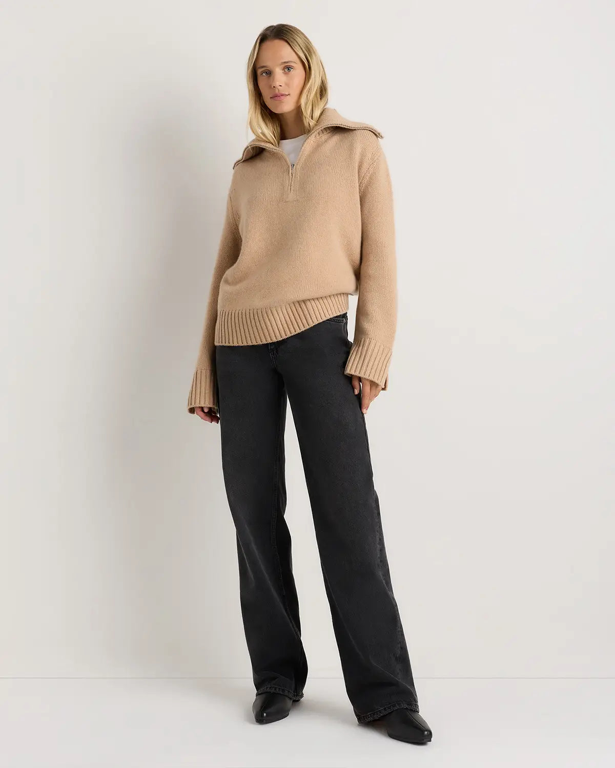 Luxe Baby Cashmere Quarter Zip Sweater - US 1010
