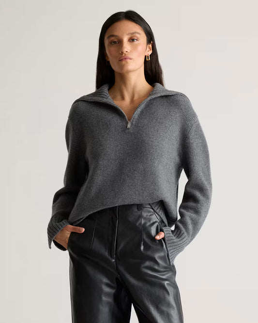 Luxe Baby Cashmere Quarter Zip Sweater - US 7763