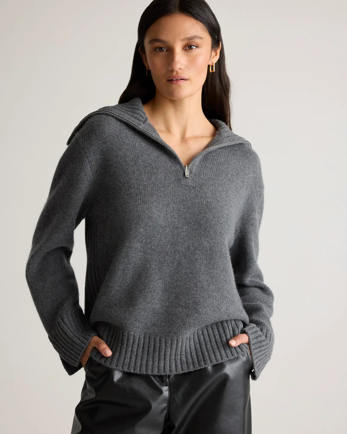 Luxe Baby Cashmere Quarter Zip Sweater - US 7763