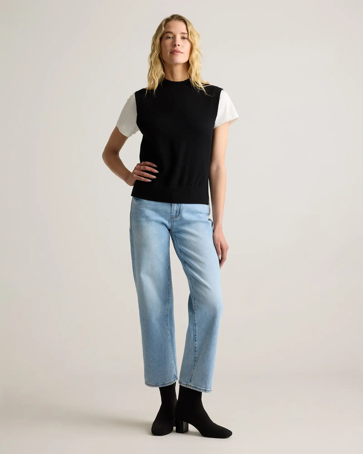 Mongolian Cashmere Mock Neck Sweater Vest - US 0121