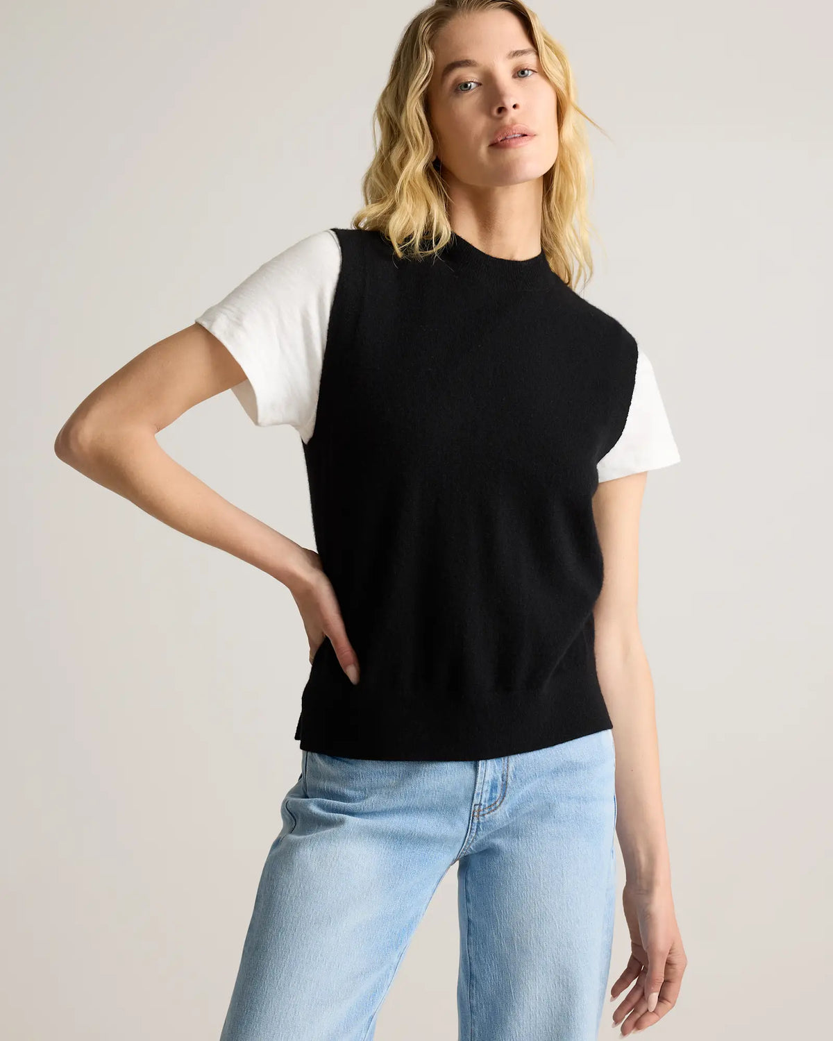Mongolian Cashmere Mock Neck Sweater Vest - US 0121