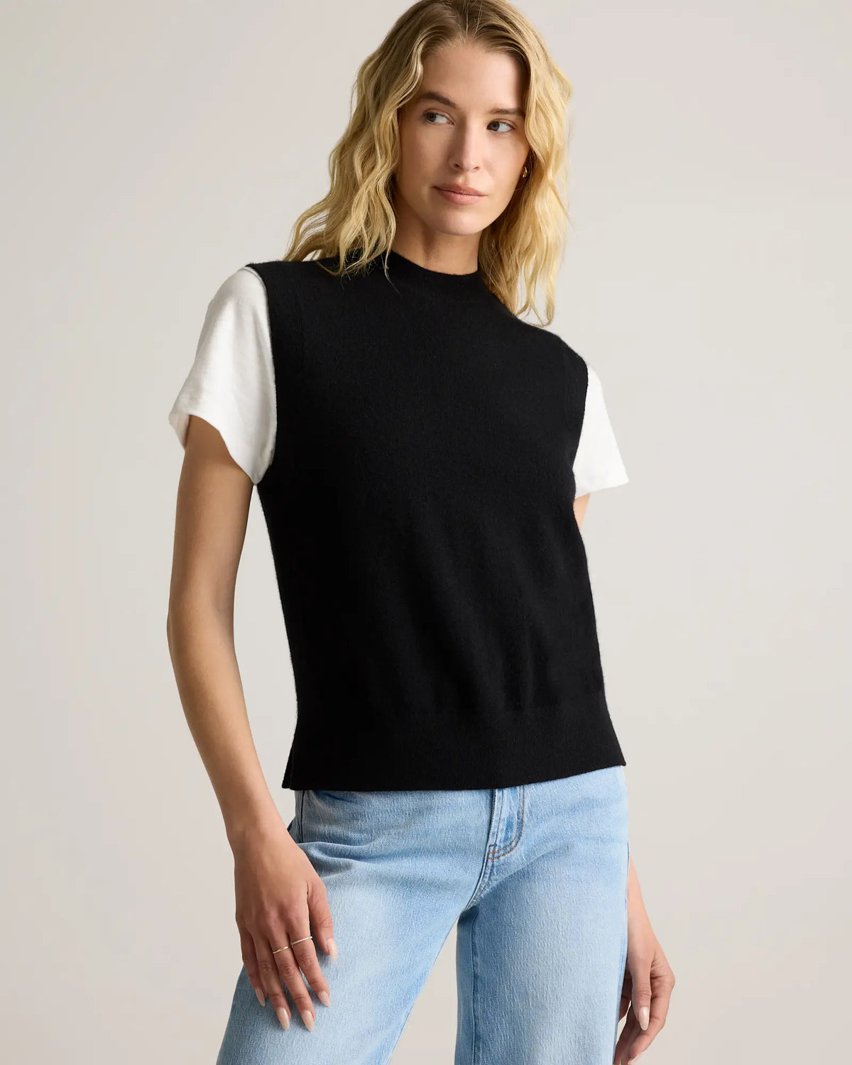 Mongolian Cashmere Mock Neck Sweater Vest - US 0121