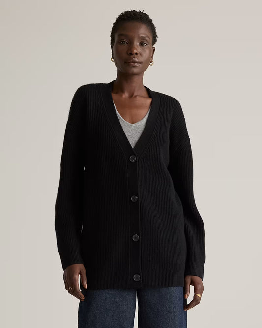 Mongolian Cashmere Oversized Boyfriend Cardigan Sweater - US 8066