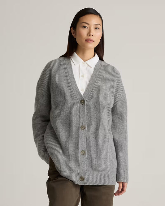 Mongolian Cashmere Oversized Boyfriend Cardigan Sweater - US 4569