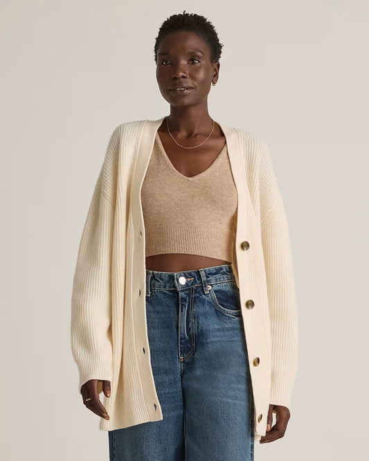 Mongolian Cashmere Oversized Boyfriend Cardigan Sweater - US 2706