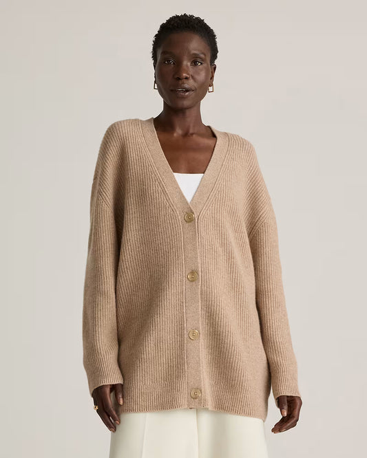 Mongolian Cashmere Oversized Boyfriend Cardigan Sweater - US 5868