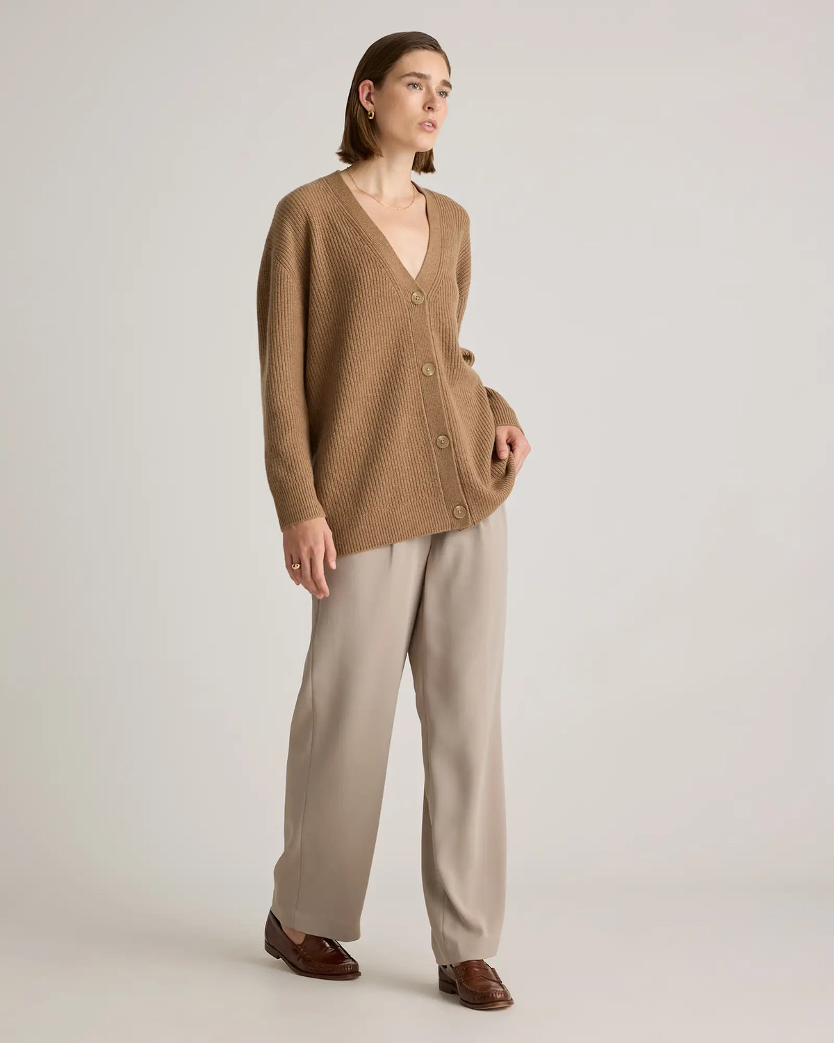 Mongolian Cashmere Oversized Boyfriend Cardigan Sweater - US 1783