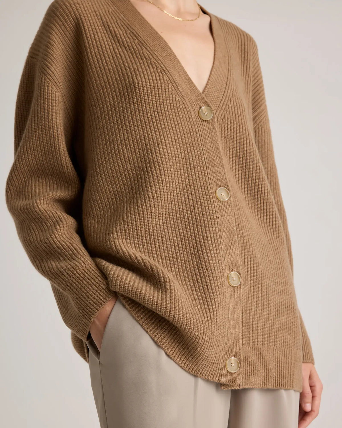 Mongolian Cashmere Oversized Boyfriend Cardigan Sweater - US 1783