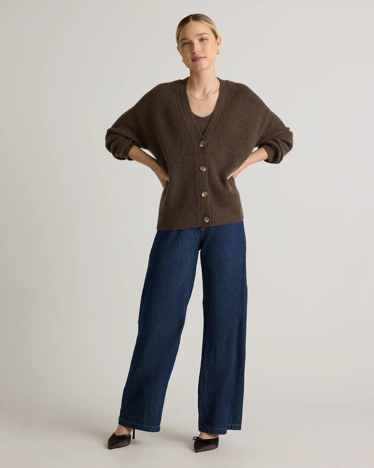 Mongolian Cashmere Fisherman Boxy Cropped Cardigan Sweater - US 1914