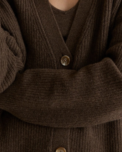 Mongolian Cashmere Fisherman Boxy Cropped Cardigan Sweater - US 1914